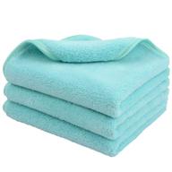 sinland microfiber face cloths 3 pack - ultra soft & absorbent washcloths for bath, makeup removal, and baby care - 12x12 inch light blue, reusable cloth logo