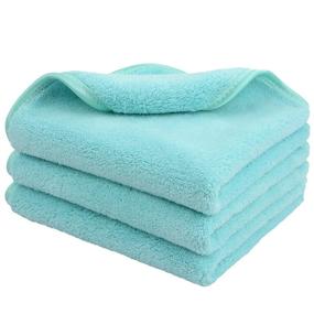 img 4 attached to Sinland Microfiber Face Cloths 3 Pack - Ultra Soft & Absorbent Washcloths for Bath, Makeup Removal, and Baby Care - 12x12 inch Light Blue, Reusable Cloth