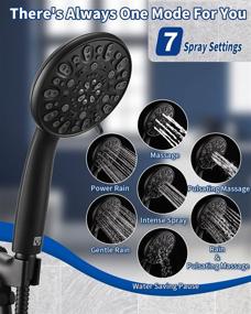 img 3 attached to 🚿 VMASSTONE High Pressure Handheld Shower Head - 7-Spray Setting Showerhead Kit with 59&#34; Stainless Steel Hose and Adjustable Mount for Showering Enjoyment - Even at Low Water Flow (Model: HM-002 Matte Black)