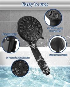 img 1 attached to 🚿 VMASSTONE High Pressure Handheld Shower Head - 7-Spray Setting Showerhead Kit with 59&#34; Stainless Steel Hose and Adjustable Mount for Showering Enjoyment - Even at Low Water Flow (Model: HM-002 Matte Black)