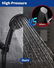 img 2 attached to 🚿 VMASSTONE High Pressure Handheld Shower Head - 7-Spray Setting Showerhead Kit with 59&#34; Stainless Steel Hose and Adjustable Mount for Showering Enjoyment - Even at Low Water Flow (Model: HM-002 Matte Black)