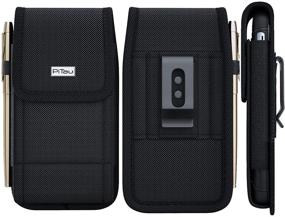img 3 attached to 📱 PiTau Phone Holster for Samsung Galaxy S10+/S9+/S8+ Plus, Galaxy A20/A30/A50/A51 - Black Nylon Belt Case with Clip & Loops, Designed for Phones with Cases