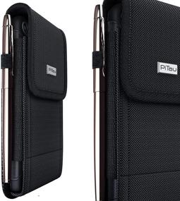 img 2 attached to 📱 PiTau Phone Holster for Samsung Galaxy S10+/S9+/S8+ Plus, Galaxy A20/A30/A50/A51 - Black Nylon Belt Case with Clip & Loops, Designed for Phones with Cases