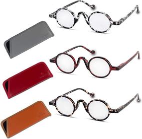 img 4 attached to 🕶️ 3-Pack Retro Round Frame Fashion Readers: Stylish Reading Glasses for Men and Women
