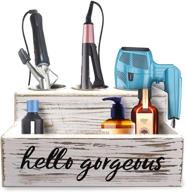 🧰 rustic white hair tool organizer: countertop storage for hair dryer, styling supplies & more logo