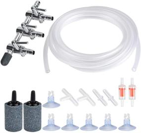 img 4 attached to 🐠 ATPWONZ Aquarium Air Pump Set 13ft Airline Tubing, Air Stones, 3-Way Distributors, Check Valves, Suction Cups & Connectors - Complete Accessories Kit