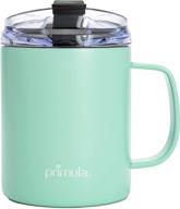 ☕ 14oz primula coffee mug: vacuum insulated stainless steel with leak-proof lid - double wall travel tumbler cup thermos to keep drinks hot or cold (teal) логотип