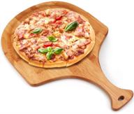 🍕 premium natural bamboo pizza peel & spatula paddle cutting board handle - ideal for homemade pizza, bread baking, fruit/vegetable/ cheese cutting - 17.7" x 12" size logo