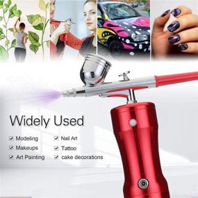 img 1 attached to 🔴 GENI Single-Action Cordless Airbrush Kit - Rechargeable Mini Air Compressor for Makeup, Hobby, Craft, Cake Decorating (Red)