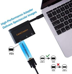img 2 attached to 🔌 USB C to VGA Adapter, CableCreation 3 in 1 Type C to VGA Hub with USB 3.0 and 100W PD Charging Port, Thunderbolt 3 Compatible for Chromebook, MacBook Pro/Air, iPad Pro, Surface Go, XPS 15