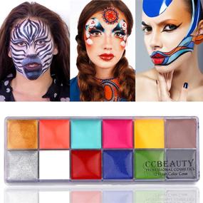 img 1 attached to 🎨 CCbeauty Professional Face and Body Paint Oil for Adults - Set of 24 Halloween Art Party Fancy Makeup Colors with 10 Blue Brushes