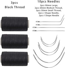img 3 attached to 🧵 Ryalan Weaving Needle Combo Deal: Black Thread & 10pcs Needles for Wig Making, Hair Extensions, Hair Weave Sewing