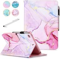 📱 fancity ipad 10.2 inch case (2021-2019 release) - pink marble, pu leather cover with pencil holder & smart wake sleep stand logo