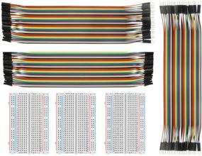 img 4 attached to 🧇 Breadboard Solderless Jumper Kit - ALLUS BB-018: 3Pc 400 Pin Prototype PCB Board + 3Pc Dupont Jumper Wires (Male-Female, Female-Female, Male-Male) for Raspberry Pi and Arduino