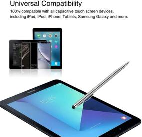 img 1 attached to Ручки-стилус UROPHYLLA для сенсорных экранов - 2 в 1 пакет с капацитивным стилусом и шариковой ручкой - совместимы с iPad, планшетом, iPhone, Kindle, Samsung и другими устройствами (цвет серебряный, набор из 10 штук)