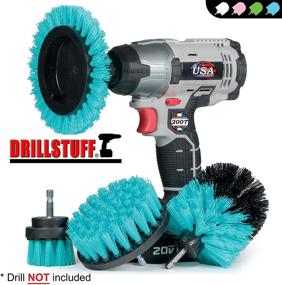 img 1 attached to 🔧 Introducing the Efficient Drillstuff Cleaning Brush Drill Attachment Set - Teal: Boat & Kayak Cleaner Kit, Boat Hull & Flooring Cleaning Brushes - Must-Have Boat Accessories