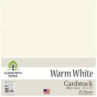 📄 high-quality warm white cardstock - 12 x 12 inch - 80lb cover - 25 sheets by clear path paper logo