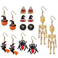 🎃 xocartige 6 pairs halloween dangle earrings set - pumpkin, bat, boo - gift jewelry set for girls logo