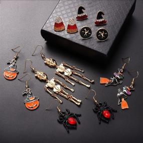 img 1 attached to 🎃 XOCARTIGE 6 Pairs Halloween Dangle Earrings Set - Pumpkin, Bat, Boo - Gift Jewelry Set for Girls