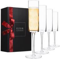 🥂 premium crystal champagne flutes set of 4 - modern & elegant glassware for weddings, anniversaries, birthdays - 6oz edge champagne glasses logo