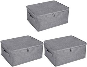 img 4 attached to 📦 ANMINY 3PCS Gray Small Size Storage Bins: Zipper Lid, Handles, Foldable Design - Perfect Home Organizer for Clothes, Toys, and more!