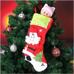 img 3 attached to 🧦 Joiedomi 4-Pack 18-inch Christmas Stockings | 3D Plush Gift & Treat Bags for Family Decor | Hanging Ornament for Xmas Holiday Party