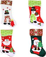🧦 joiedomi 4-pack 18-inch christmas stockings | 3d plush gift & treat bags for family decor | hanging ornament for xmas holiday party логотип