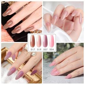 img 3 attached to Peach Pink Purple Brown Poly Gel Nail Polish Kit: 4 Color Nail Extension Builder Gel Set with Base Top Coat, Nail Art Tools, and Quick Starter UV LED Tubes – Perfect Gift Box for Candy Lovers