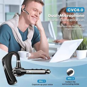 img 3 attached to 🎧 HonShoop V5.0 Bluetooth наушник: двойной микрофон CVC8.0 с шумоподавлением, 16 часов чистого времени разговора, гарнитура для водителя, грузчика, делового офиса