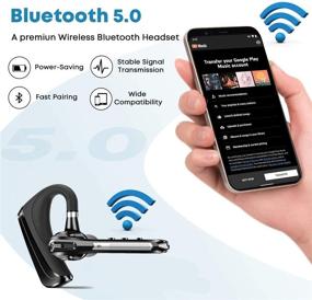 img 2 attached to 🎧 HonShoop V5.0 Bluetooth наушник: двойной микрофон CVC8.0 с шумоподавлением, 16 часов чистого времени разговора, гарнитура для водителя, грузчика, делового офиса