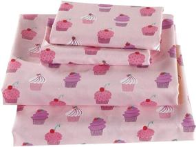 img 2 attached to 🧁 New Twin Fancy Collection Cupcakes Light Pink Purple White Sheet Set