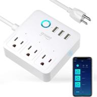 🔌 wifi smart power strip with alexa and google home compatibility, surge protector with 3 usb charging ports and 3 outlets, cruise ship travel multi-plug extender,10a (white) logo