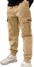 img 4 attached to Casual School Drawstring Jogger Pockets Boys' Clothing and Overalls