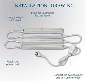 img 1 attached to 💡 Светильник EAGLOD T8 с светодиодной лампой: 1FT 12W подсветка шкафа - набор из 4 шт., 1200LM потолочный светильник для кухни, полки - яркий 5000K дневной свет с выключателем.