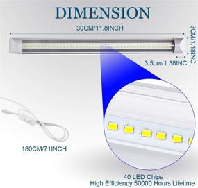 img 3 attached to 💡 Светильник EAGLOD T8 с светодиодной лампой: 1FT 12W подсветка шкафа - набор из 4 шт., 1200LM потолочный светильник для кухни, полки - яркий 5000K дневной свет с выключателем.