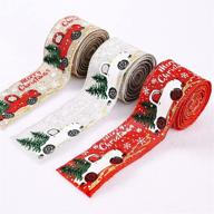 🎁 yiemoge 3rolls christmas decorative burlap ribbons fabric: 3 styles, 16.4 yards x 2 inches - ideal for diy gift wrapping and decoration! logo