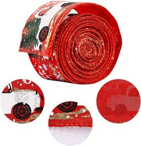 img 2 attached to 🎁 Yiemoge 3Rolls Christmas Decorative Burlap Ribbons Fabric: 3 Styles, 16.4 Yards x 2 Inches - Ideal for DIY Gift Wrapping and Decoration!