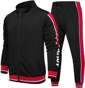 img 4 attached to 🏋️ Men's Sports Casual Tracksuit Sweatsuit- Athletic Clothing