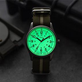 img 3 attached to Glow in the Dark Watches for Men: 12/24 Hour Military 🌟 Time, Waterproof & Outdoor Field Sports Wristwatch with Nylon Band - MDC