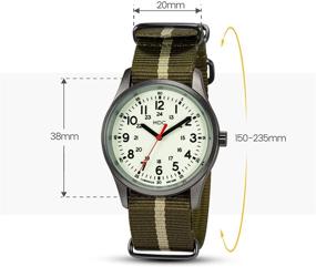 img 1 attached to Glow in the Dark Watches for Men: 12/24 Hour Military 🌟 Time, Waterproof & Outdoor Field Sports Wristwatch with Nylon Band - MDC