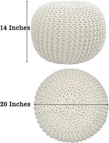 img 3 attached to 🪑 COTTON CRAFT - Hand Knitted Cable Style Dori Pouf - Ivory - Floor Ottoman - Unique Handmade & Hand Stitched Seating - 20 Dia x 14 High