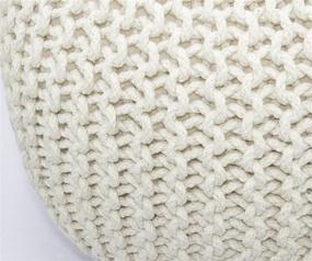 img 2 attached to 🪑 COTTON CRAFT - Hand Knitted Cable Style Dori Pouf - Ivory - Floor Ottoman - Unique Handmade & Hand Stitched Seating - 20 Dia x 14 High