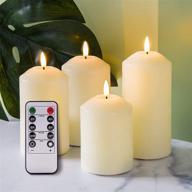 🕯️ eywamage ivory flameless pillar candles with remote, realistic flickering led candles - battery operated set of 4 логотип