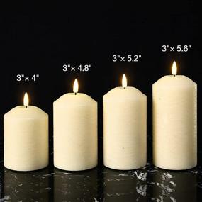 img 1 attached to 🕯️ Eywamage Ivory Flameless Pillar Candles with Remote, Realistic Flickering LED Candles - Battery Operated Set of 4