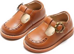 img 4 attached to THEE BRON Girl's T-Strap Flats: Elegant Ballet Mary Janes for Toddler & Little Kids