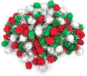 img 2 attached to 🎨 150 Glitter Pom Poms for Arts and Crafts (25mm), Assorted Colors - Ideal for DIY Projects