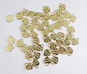 img 1 attached to 50 Pcs Thank You Charm Mini Heart Shape Thankful Beads Pendant for DIY Jewelry Making - Double Sided, Gold - Perfect for Bracelet, Necklace Accessories, Thanksgiving Art Craft