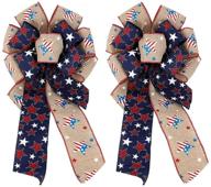 🎇 vibrant independence day red and blue patriotic bows - 2 packs 11x23 inch - perfect for fourth of july celebrations - american flag stars - ideal for indoor & outdoor wreaths - bow decorations (patriotic bows-5) logo