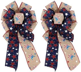 img 4 attached to 🎇 Vibrant Independence Day Red and Blue Patriotic Bows - 2 Packs 11x23 Inch - Perfect for Fourth of July Celebrations - American Flag Stars - Ideal for Indoor & Outdoor Wreaths - Bow Decorations (Patriotic Bows-5)