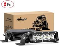 nilight 40001s-b bar super slim led lights for jeep - 2pcs 7 inch 30w spot driving fog lights with 3600lm, single row off road lighting, 2 style mounting brackets, 2 years warranty logo